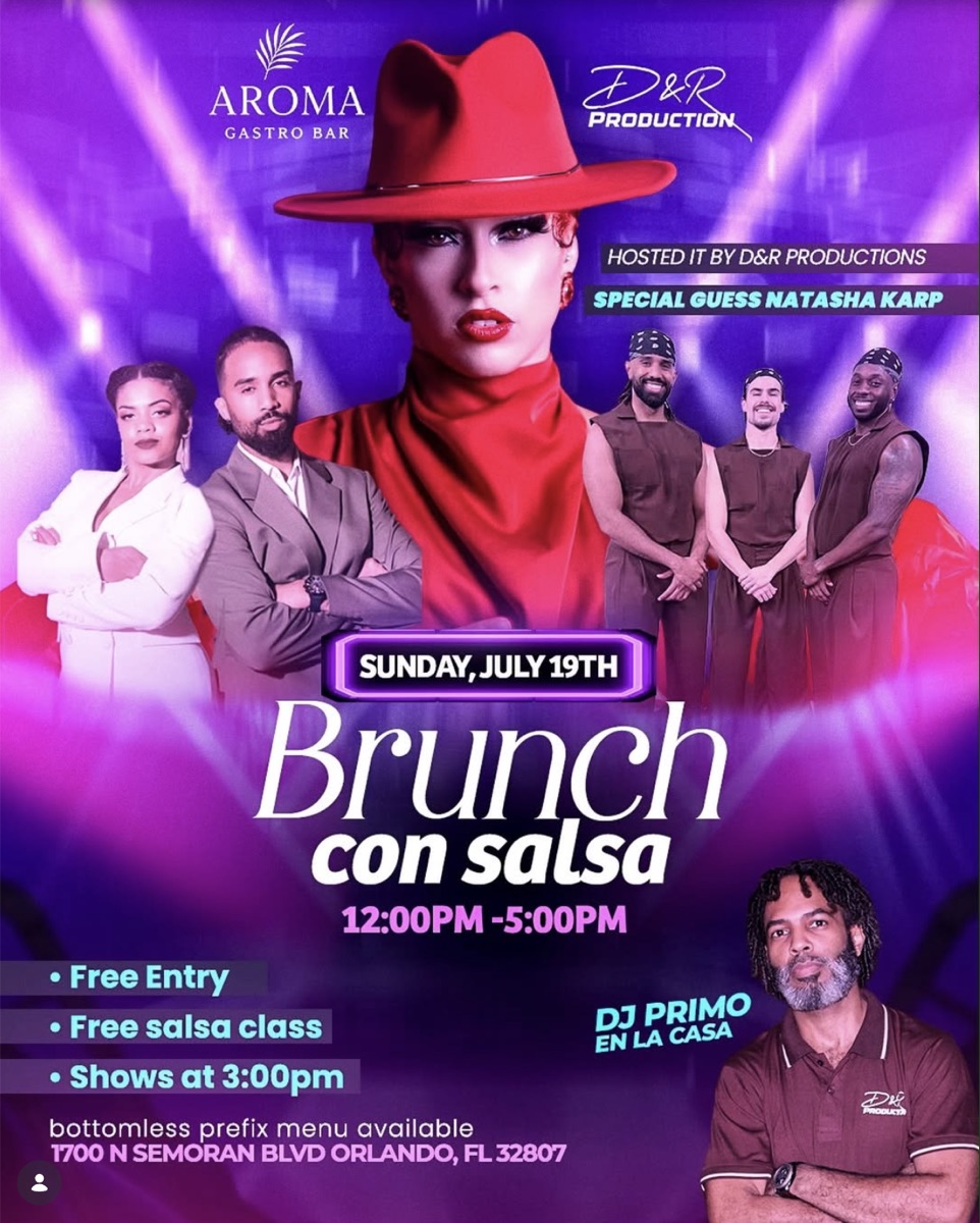 Brunch con Salsa flyer — Sunday July 19 at Aroma Gastro Bar